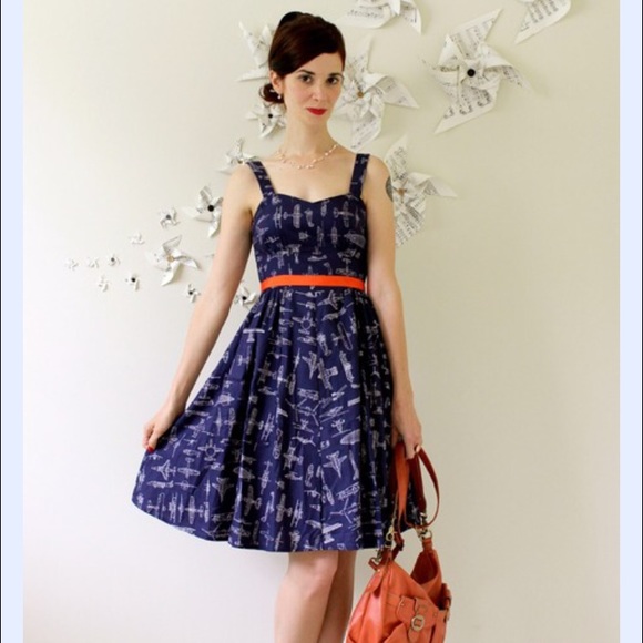 Modcloth Fit & Flare A-line Navy Dress