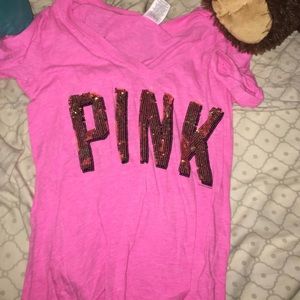 VS PINK t-shirt gold sequins
