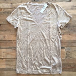 Gold J. Crew Linen V-Neck