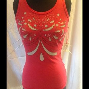 NWT Pink Lotus Tank With Crystal detail Size Med.