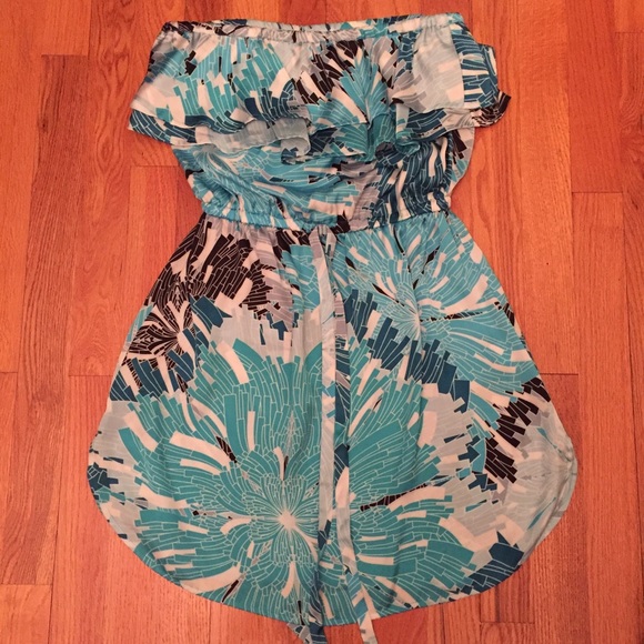 Strapless Abstract Print Dress Sz S