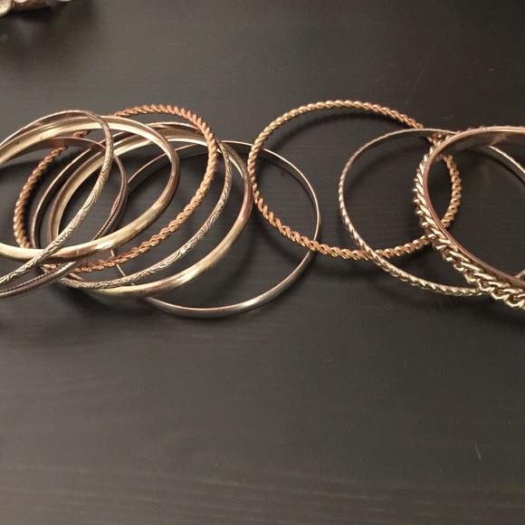 Gold bangles.