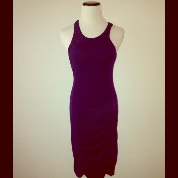 Bodycon purple jersey cotton dress - Picture 1 of 4