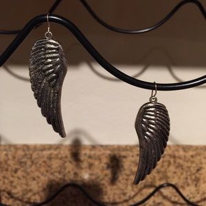 Silver angel wings earrings