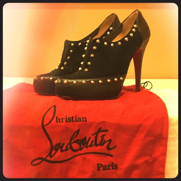 Christian Louboutin black studded booties