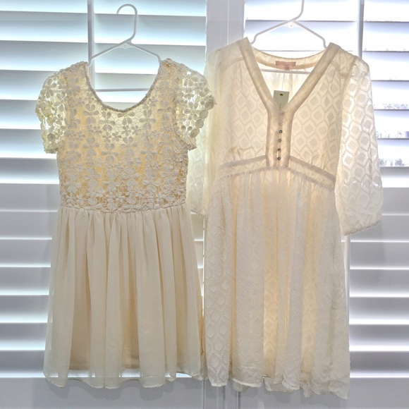 Vintage inspired long sleeves cream dress