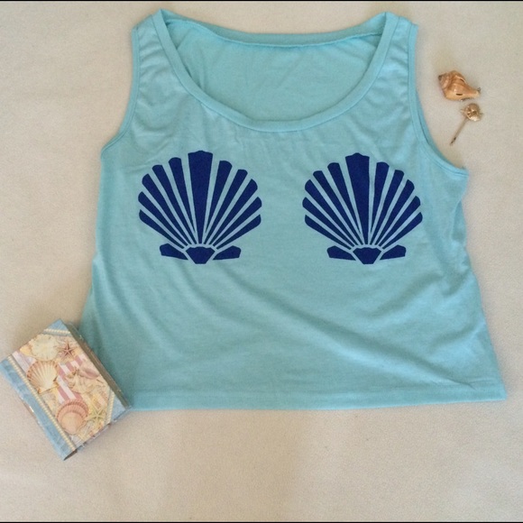 Mermaid Shell Crop Top/Swimsuit Coverup - Picture 2 of 2