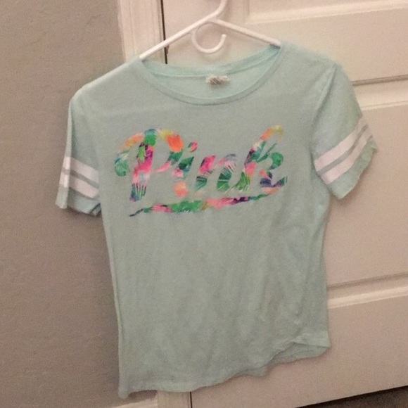 PINK Victoria's Secret Tops - VS PINK LIGHT BLUE TSHIRT