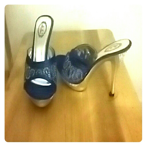 Italina blue and silver heels