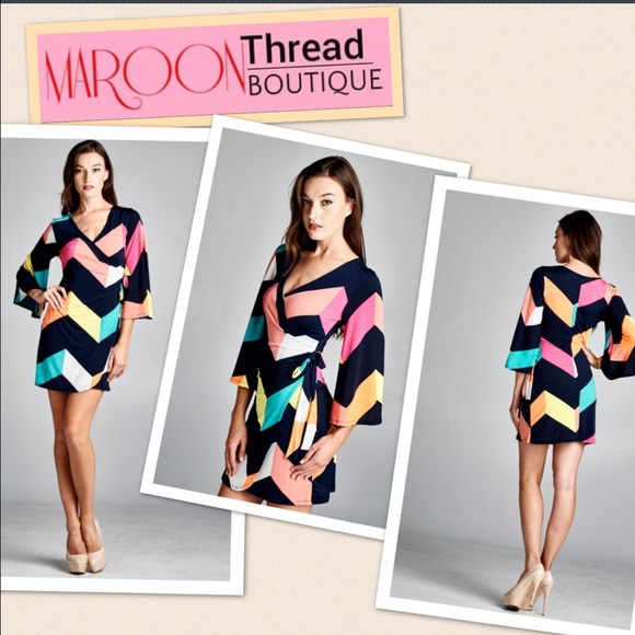 CATCH ME IF YOU CAN COLOR BLOCK CHEVRON DRESS