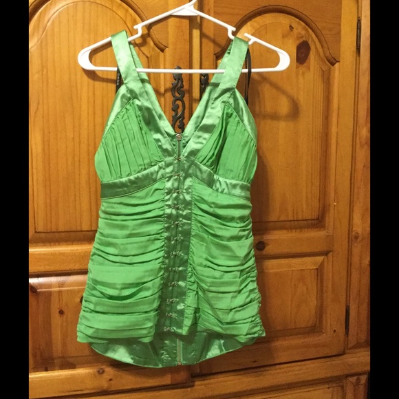 *SALE* Bebe satin chartreuse strapped blouse