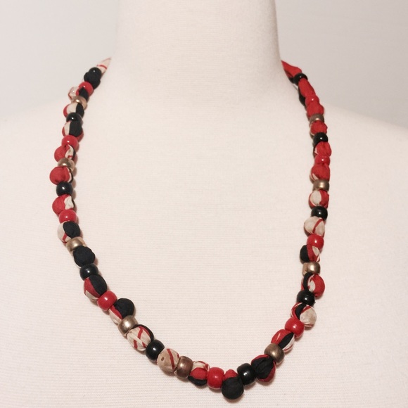 Silk Printed Handmade Kukui Nit Lei Necklace