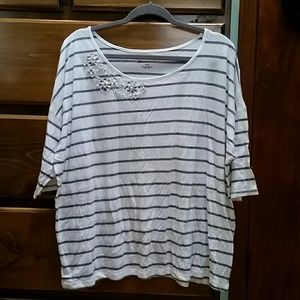 Cute Striped Top w/Beading
