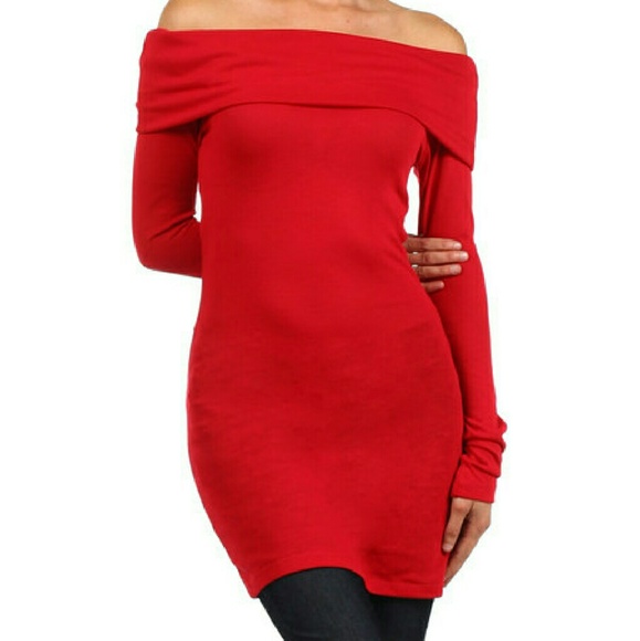Red off shoulder Tunic