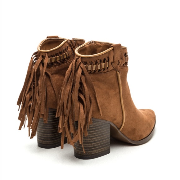 Brown Fringe Suede Cowgirl Boots with Pointy Toe - Picture 2 of 3