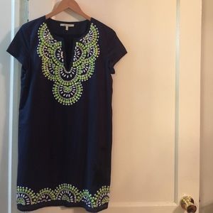 Francesca's Navy Blue Beaded Shift Dress Size M