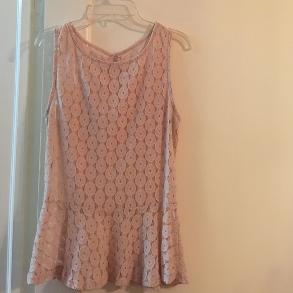 Blush Crochet Peplum Sleeveless Top Size M