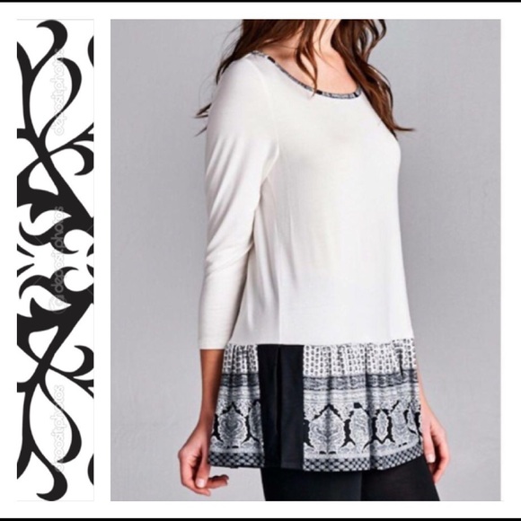 Soft Tribal Split Hem Tunic Top SM - Picture 5 of 6