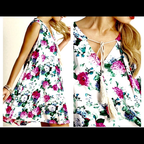 ❗️Floral Cape Slip Tunic Dress - Picture 3 of 4