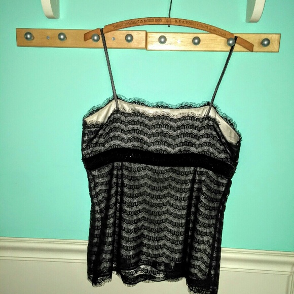 Ann Taylor black beaded lace overlay tank 8 - Picture 2 of 4