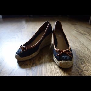 New Coach Black Espadrille Platform Wedges