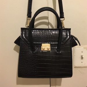 Zara navy snakeskin bag