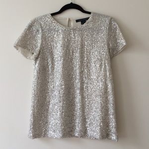 French connection silver sequin top size 0