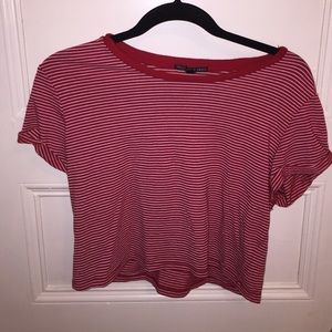 Red & Stripped Crop Top