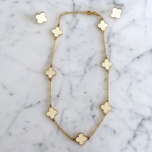 Pearl Enamel Clover Alhambra Necklace Earring Set