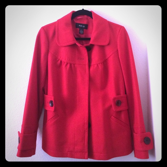 **NWT** Gorgeous blood orange pea coat, Size M