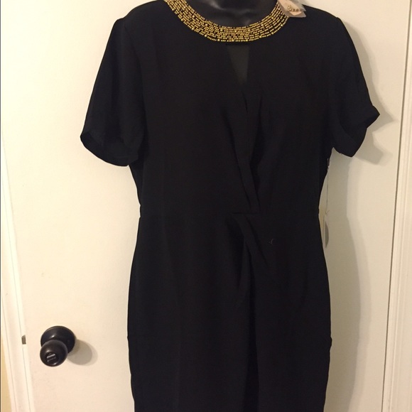 🆕Beaded neck cutout black dress