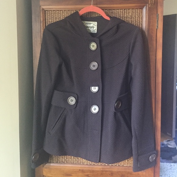 Quilted short pea coat with hood - Picture 1 of 3