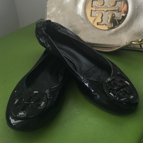 Tory Burch Shoes - Tory Burch Reva Jet Black Patent Flats sz 7.5