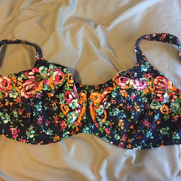 Navy floral Freya swim bikini top