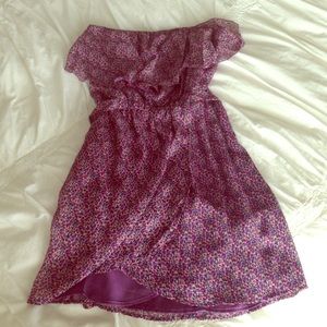 Printed, strapless dress