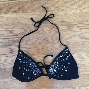 Black sequin bikini top
