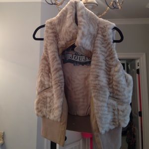 Tan and cream fur vest