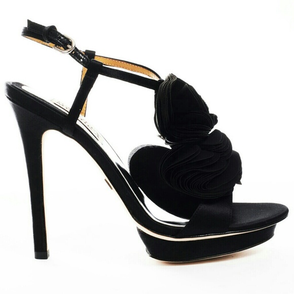 Black Satin BADGLEY MISCHKA Heels (NWOT)