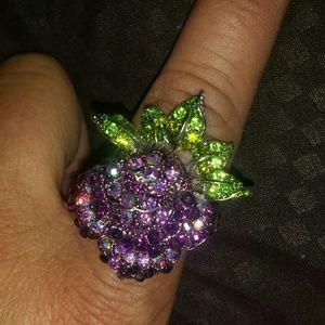 Purple Rose Rhinestone Ring
