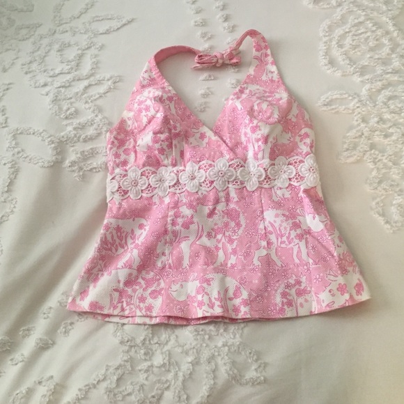 Vintage Lilly Pulitzer halter neck top! Size 6!