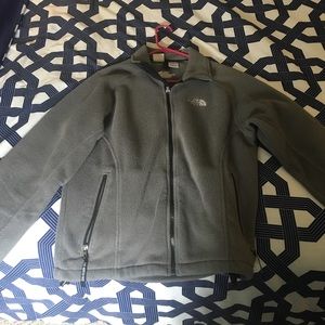 Women's gray north face fleece jacket