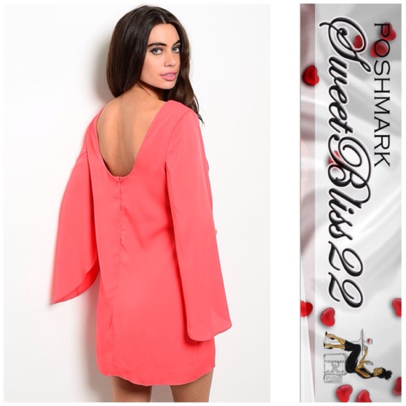 💋Split Sleeve Coral Dress💋 - Picture 2 of 2