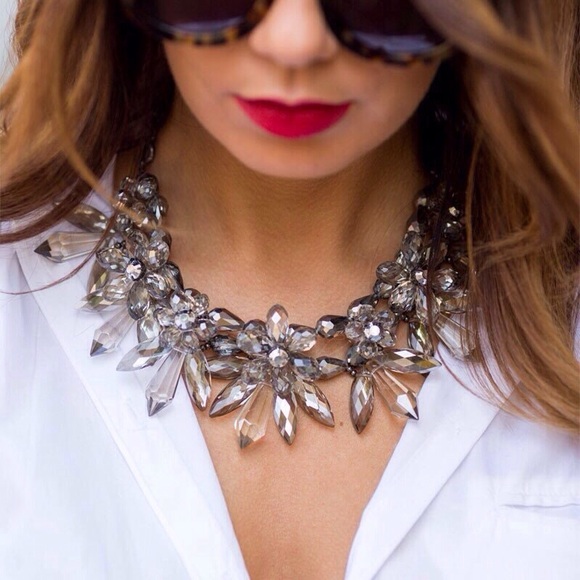 Jewelry | Ice grey silver glam statement necklace - Picture 3 of 4