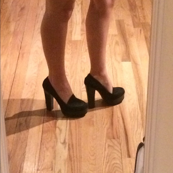 Mia platform loafers. Black suede
