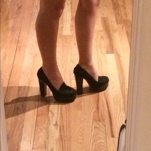 Mia platform loafers. Black suede