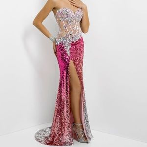 Pink sequins prom dress