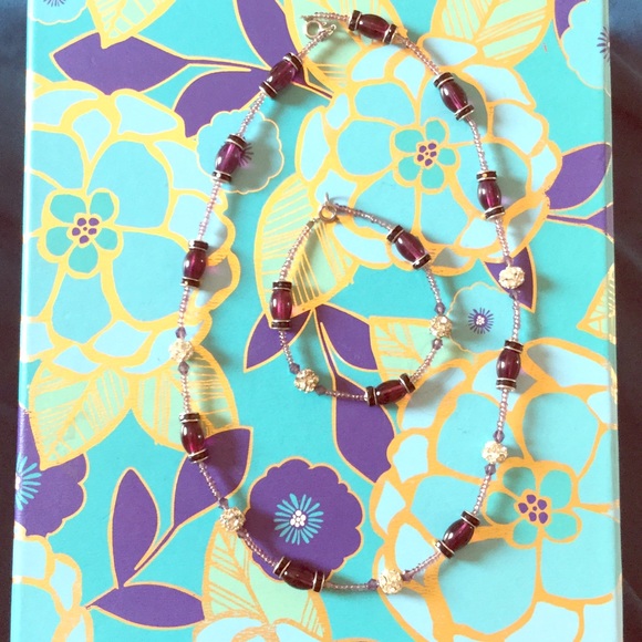 Purple handmade jewelry set