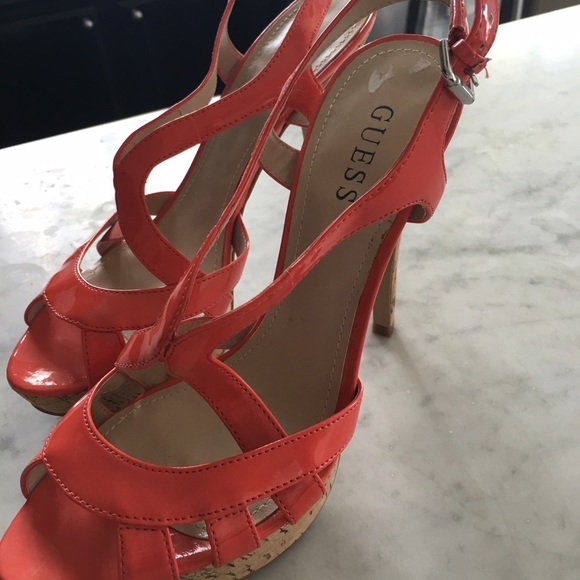 Coral open toe heels