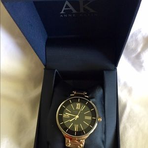 Anne Klein Black and Gold Watch