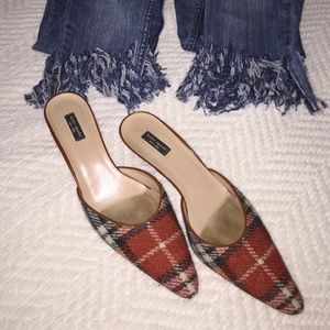 Kate Spade mules sz9.5. Buffalo plaid.